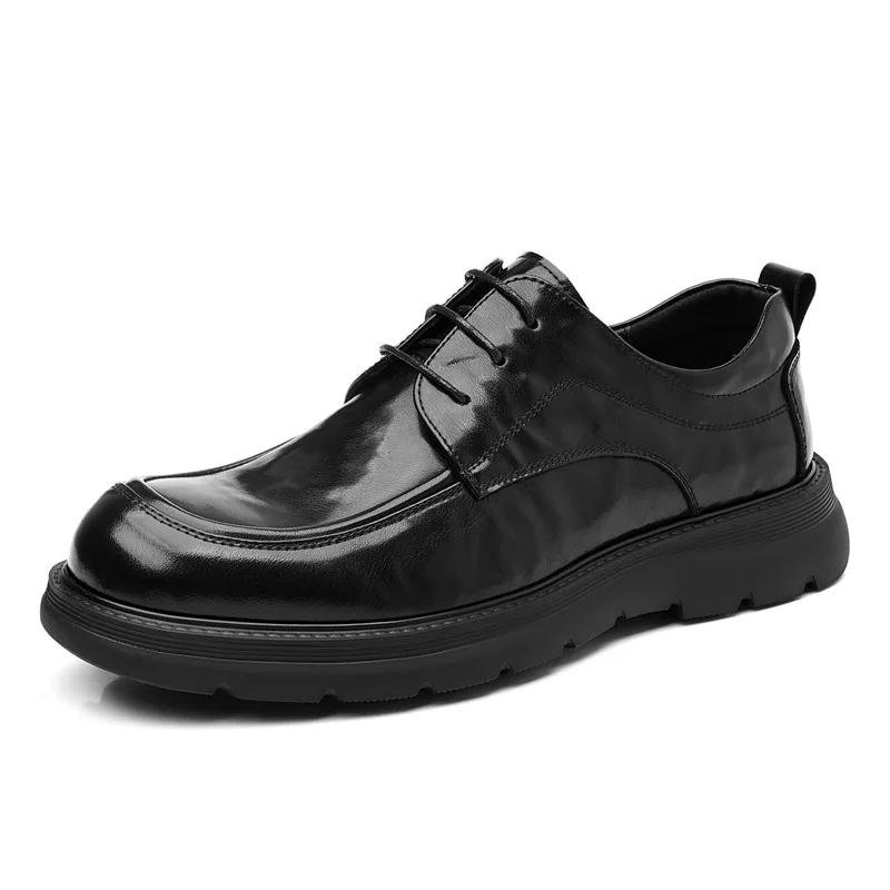 

Business Big Head Lace Derby Shoes Men Spring Autumn New Designer Cow Leather Shoes Male British Fashion Casual Dress Shoe Man