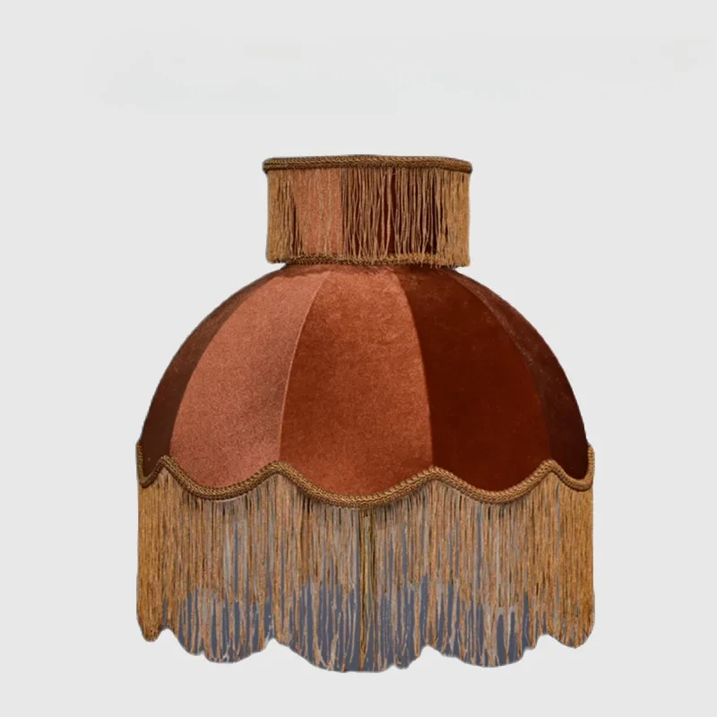 

Бархатный абажур для дома Medicci с кисточками в стиле ретро карамельного цвета, итальянский стиль, роскошный абажур ручной работы для настольной лампы