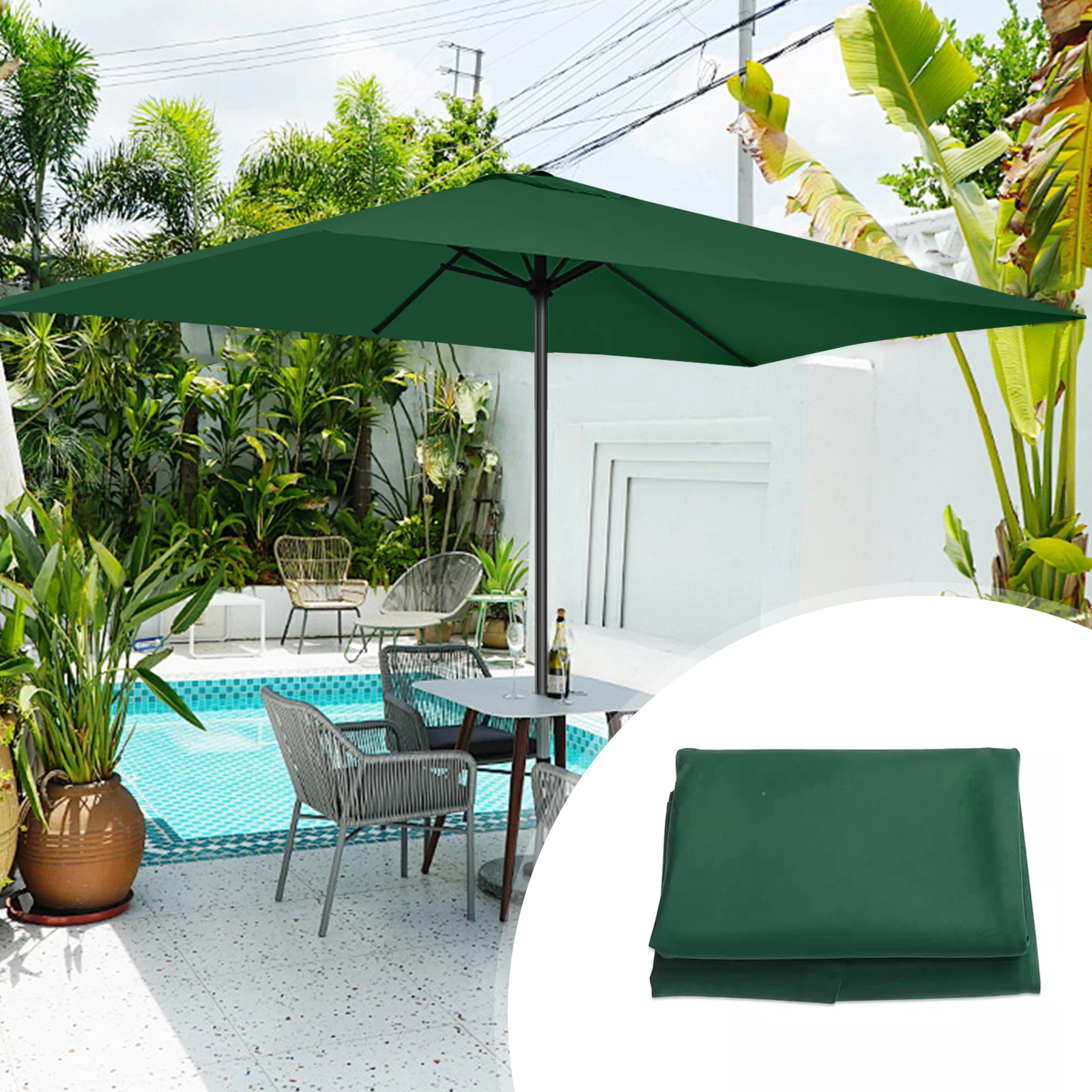 

Replacement Canopy Canopys Polyester Cloth 2x3M UV-protected And Breathable Outdoor Garden Rainproof Square Patio Umbrella