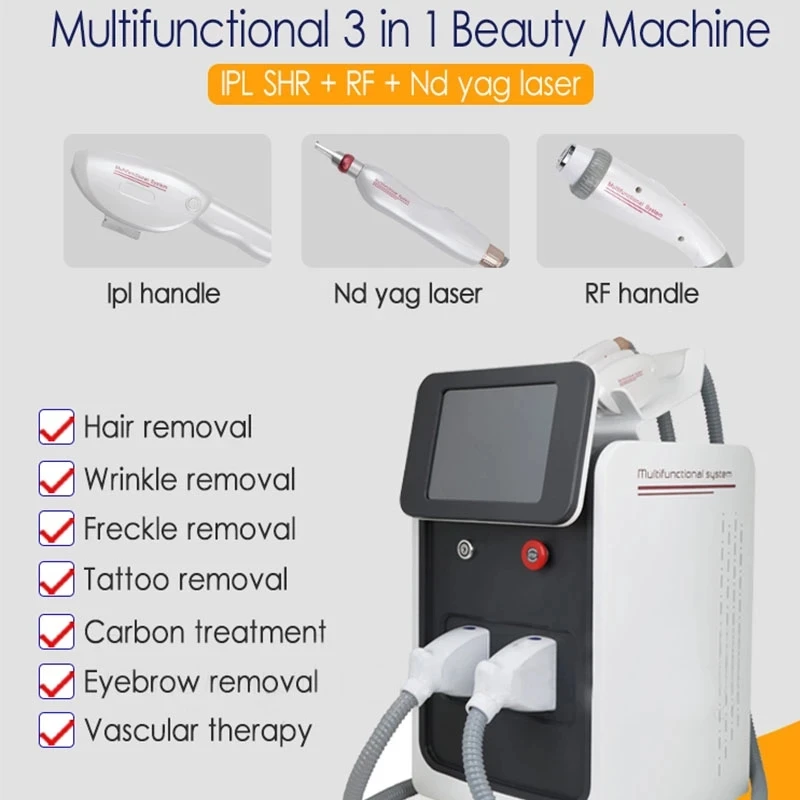 2022 factory price good quality Face Lifting Nd Yag Ipl Hair Diode Laser Removal Machine portable IPL+RF+Nd yag laser machine