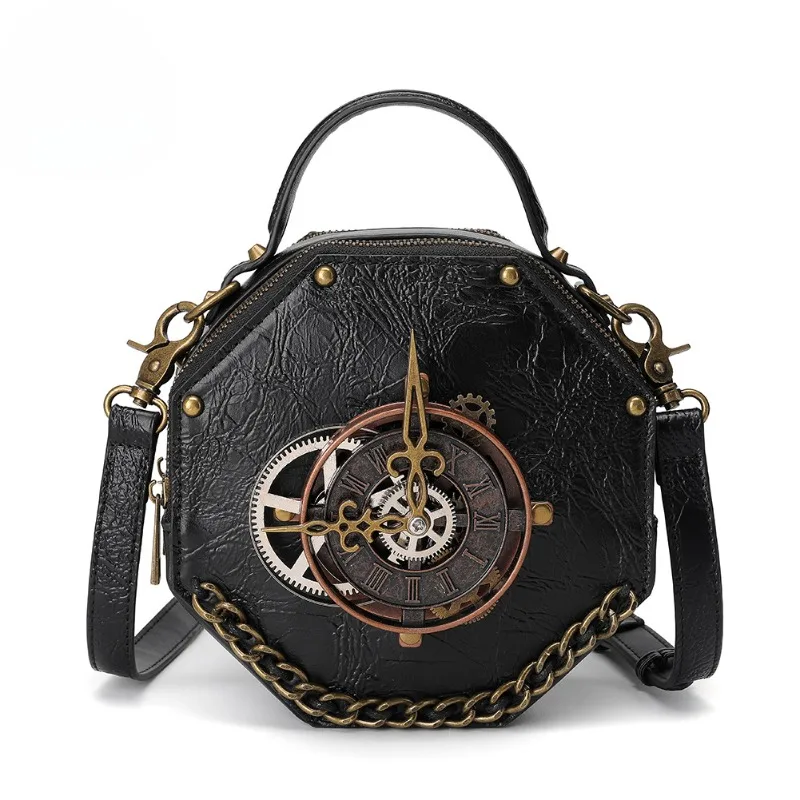 

Punk PU Leather Bag Steampunk Handbag Gothic Retro Handheld Crossbody Shoulder Bags For Women Men