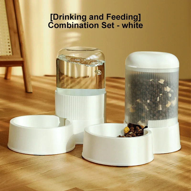 Kimpets Auto Food Feeder Dispenser Dog Cat Bowl Feeder For Pet Bowl Combination Automatic Feeding Water Bowl Transparent