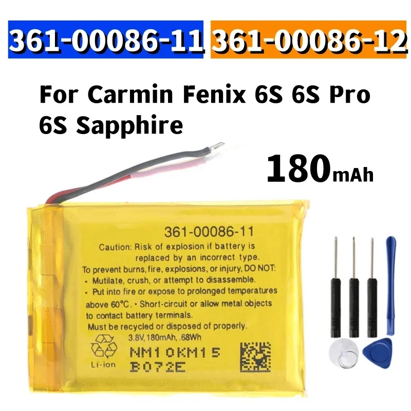 Battery 361-00086-11 For Carmin Fenix 6S 6S Pro/6S Sapphire GPS Smart Watch Battery 361-00086-12 180mAh + Free Tools