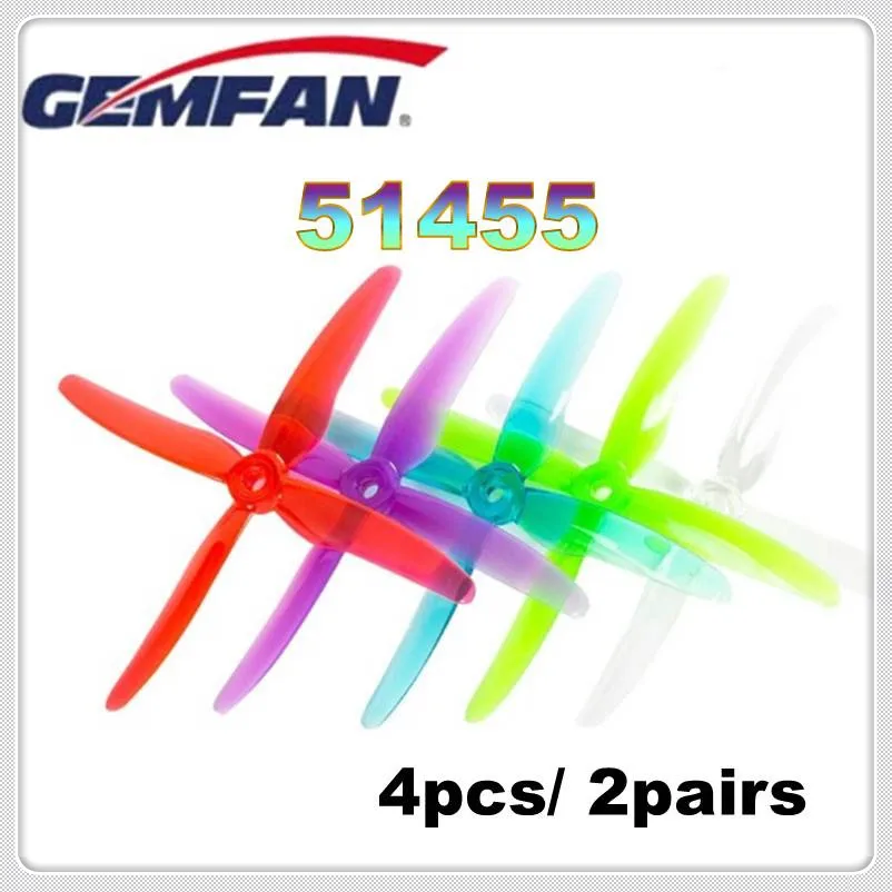 4pcs/2pairs GEMFAN 51455 Hurricane X 4-blade Propeller FPV Prop 5mm Mounting Hole for RC FPV Racing Drone