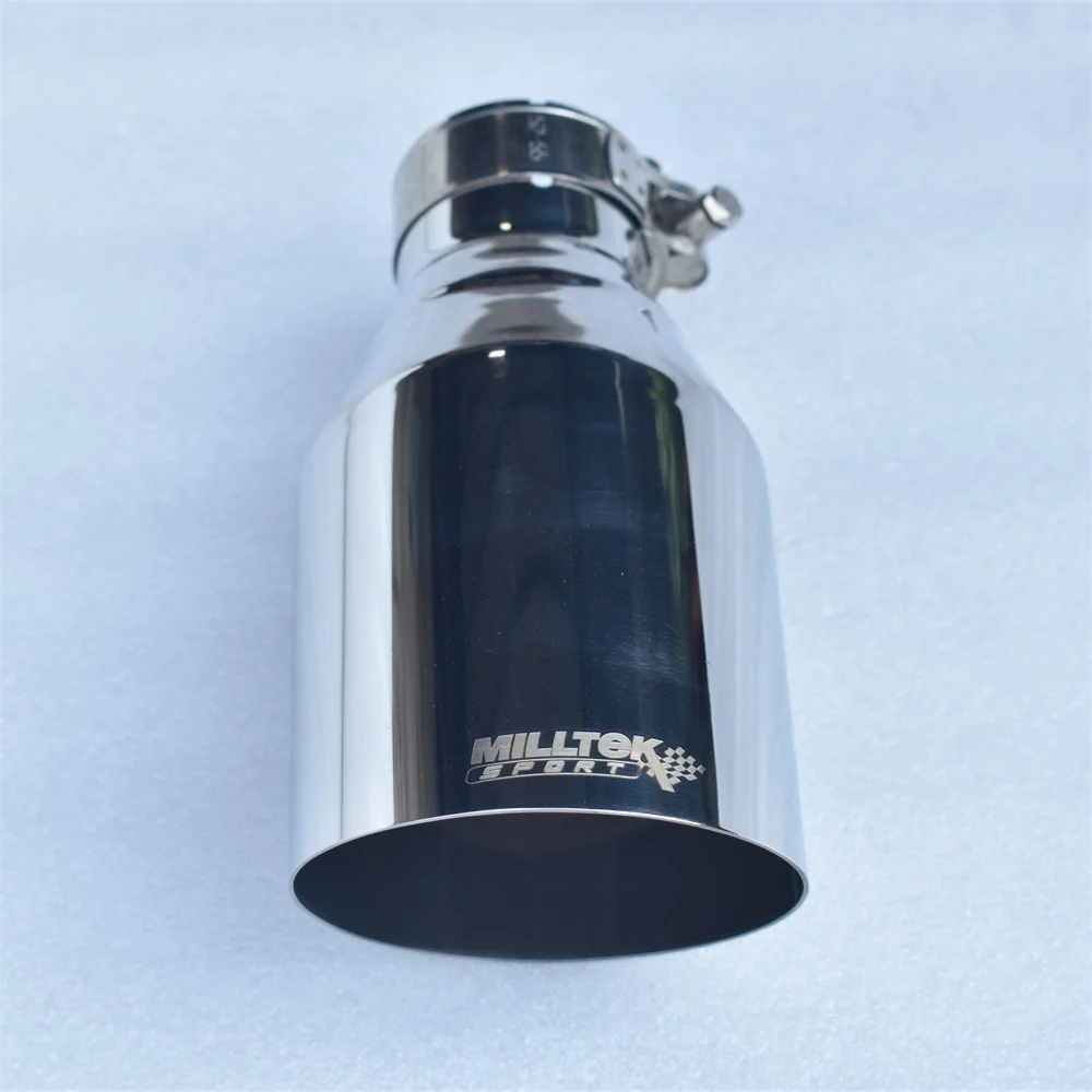 MILLTEK SPORT 304 Edelstahl Auto-Schalldämpfer Glänzend Silberne Spitze Auspuffblende Universelles Winkel-Design für Automobile – Detail 4