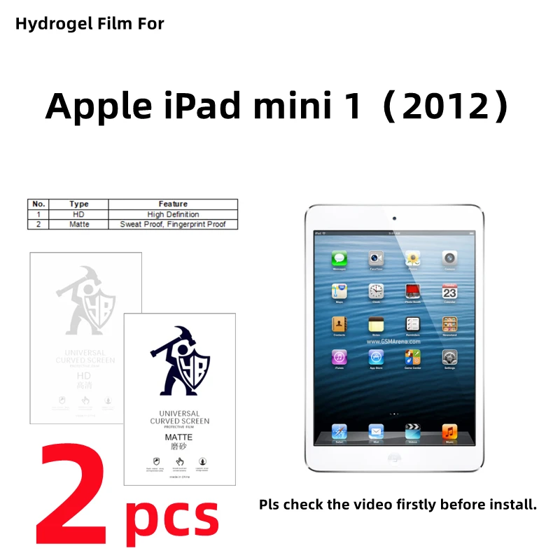 

2pcs HD Hydrogel Film For Apple iPad mini 1 Matte Screen Protector For iPad mini 1 (2012) 7.9 inches Clear/Frosted Full Cover