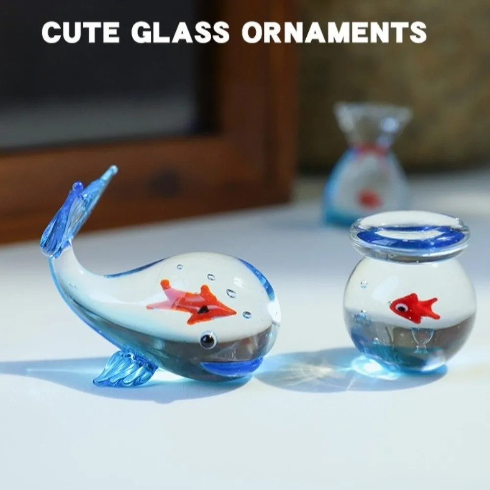 

Transparent Mini Pocket Fish Ornaments Cartoon Decorative Glass Pocket Fish Figurine Simulation Handcrafted Pocket Fish Statue