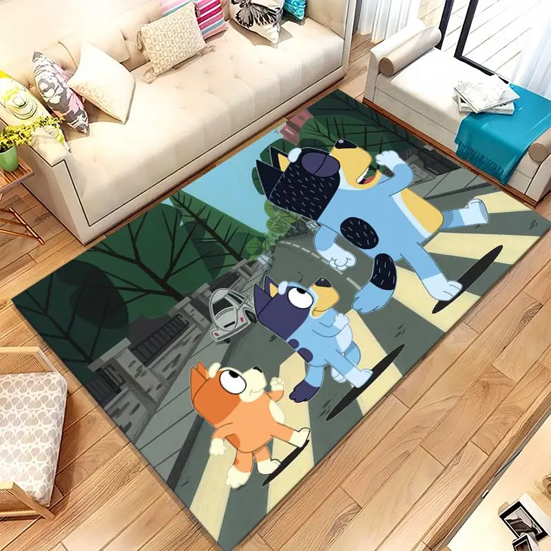 Cartoon Blue Dog Puppy Bingo Soft Non-Slip Large Area Rug for Living Room,Bedroom Playroom Carpet Mat for Sofa,Home Decor Gift