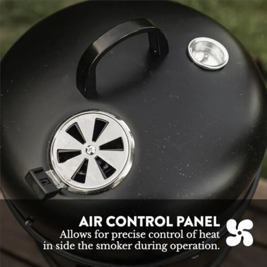 مدخن عمودي 18 بوصة مدخن فحم عالي التحمل متعدد الأغراض شواية فحم مدخن لسهولة التجميع في الهواء الطلق