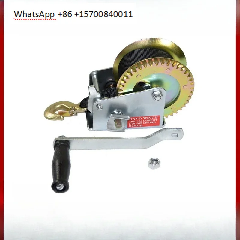 1200LBS manual winch hand crank winch webbing yacht motorcycle trailer accessories