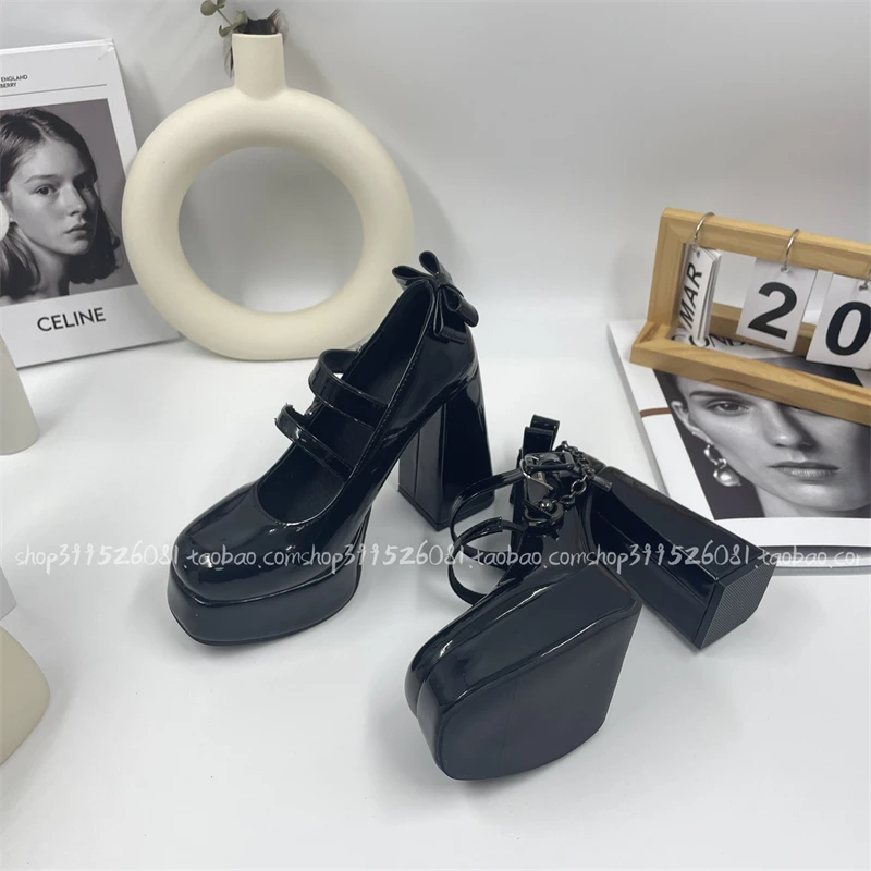 Y2K Subculture Japanese Original Dark Loli Lolita High Heels Sweet Cool Girl Round Head Thick Heel Waterproof Table Shoes