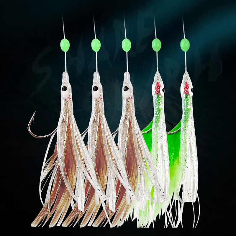 AS Cluster Soft Lure Bimoo Luminous Eel Sabiki Rigs String Hooks Lure Fishes Saury Squid Makrele Scad Saltwater Fishing Tackle