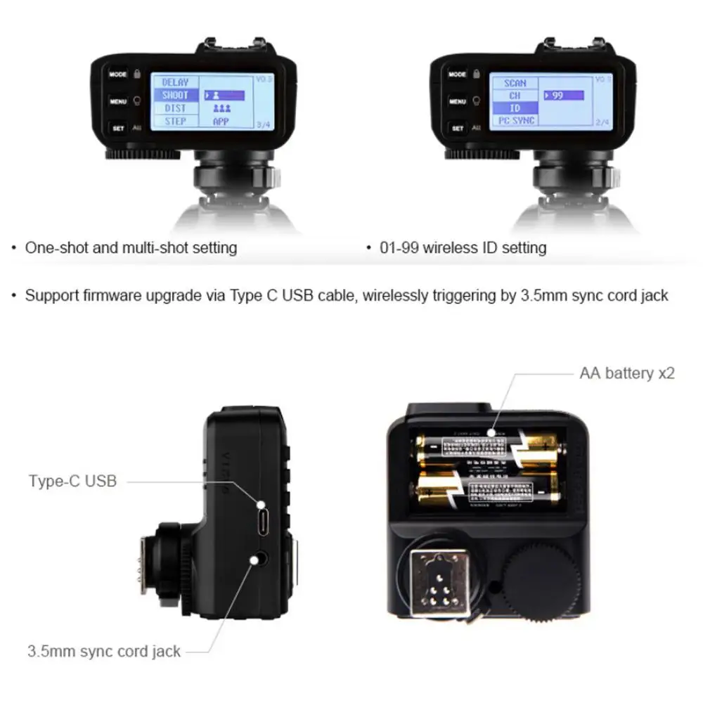 مشغل فلاش Godox X2TTTL اللاسلكي لكاميرات Canon sony nikon Fujifilm، اتصال بلوتوث يدعم وحدة تحكم تطبيق iOS/Android.