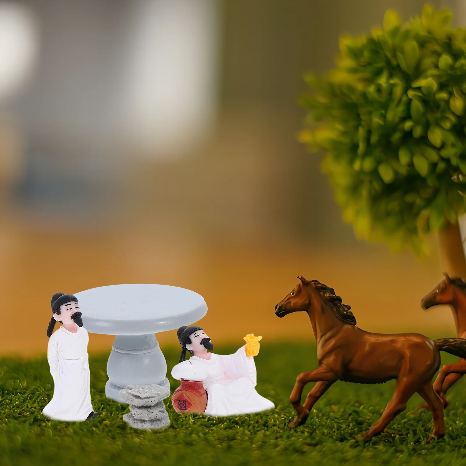 

4Pcs Miniature Table Chairs Li Sculpture for DIY Terrarium Zen Garden Bonsai Micro Landscape Decoration