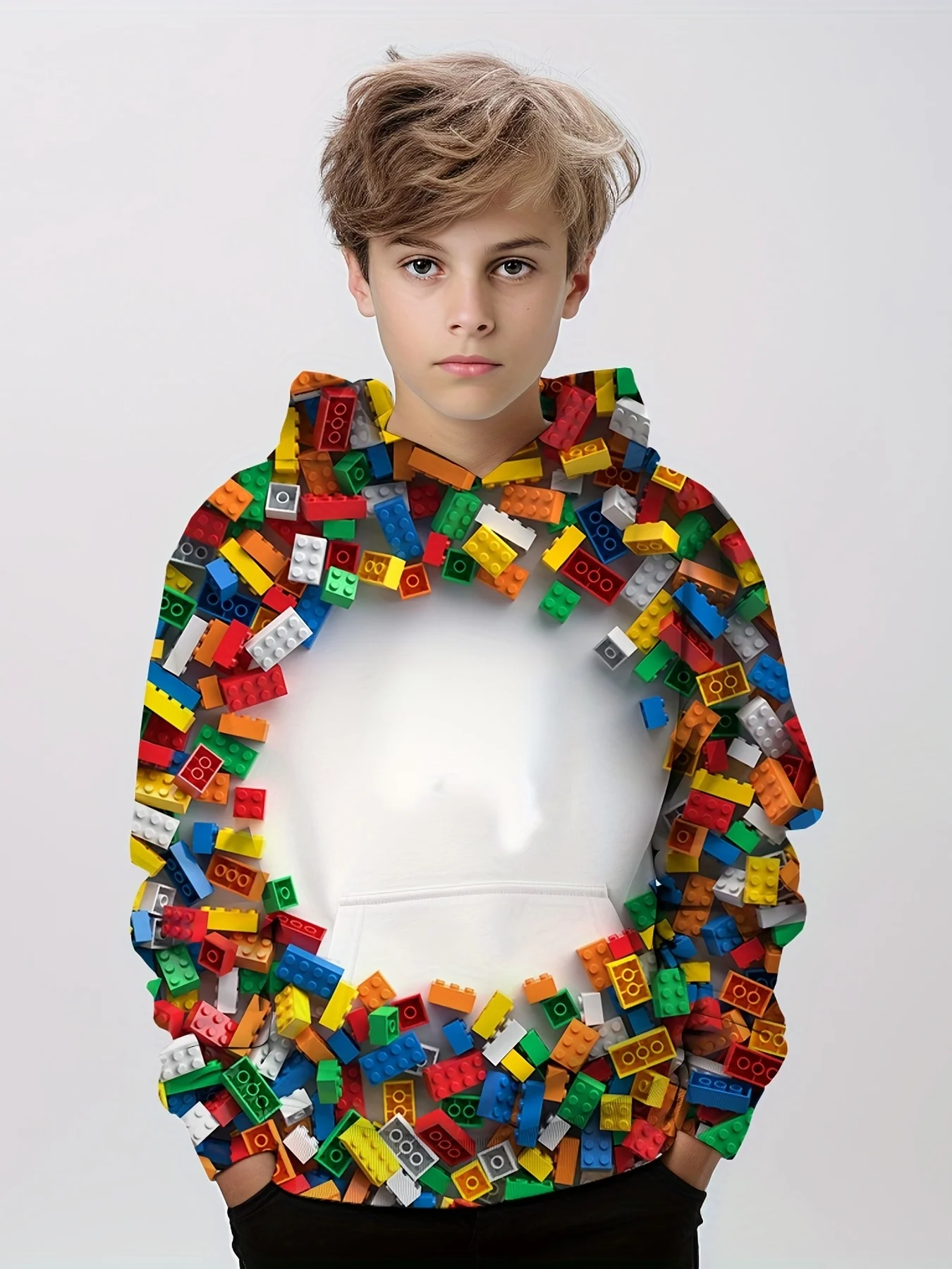 Lego Building Block 3D Print Hoodie Boy Clothes Autumn Pullover Hoodies Boys Girls Sweatshirts Kids Tops Children\'s clothing