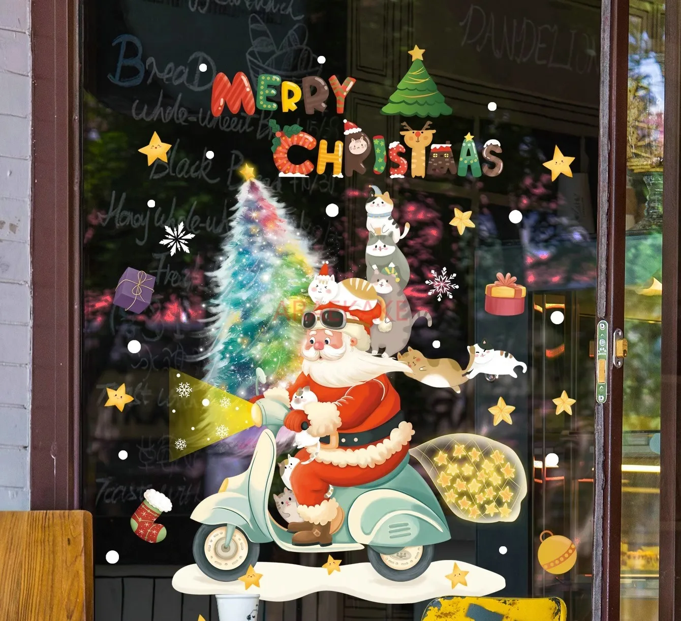 1 шт., рождественские наклейки на окна, новогодние наклейки на оконное стекло, зеркальные наклейки для детской комнаты, рождественские украшения