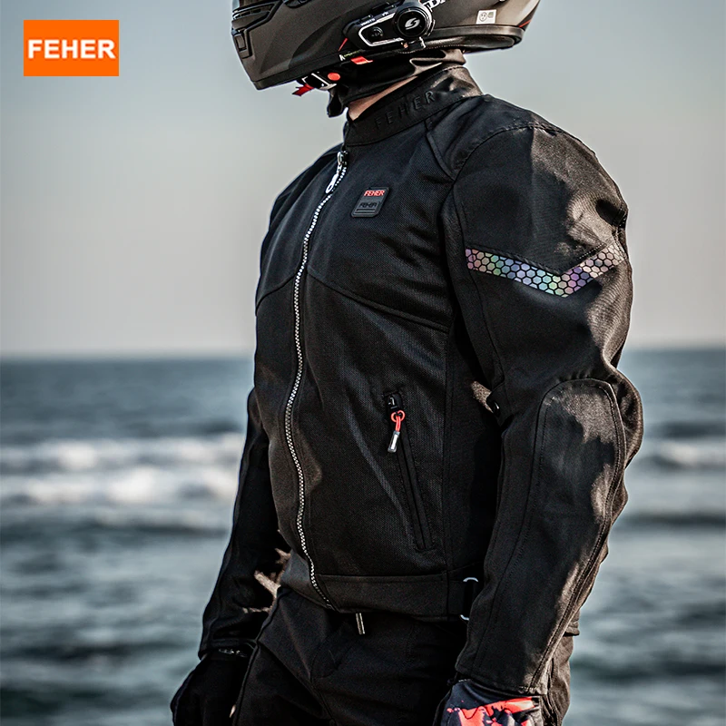 

FEHER Motorcycle Jacket Man Summer Ventilated Large Size 600D Oxford Cloth Material Mesh Design Breathable Riding Jackets