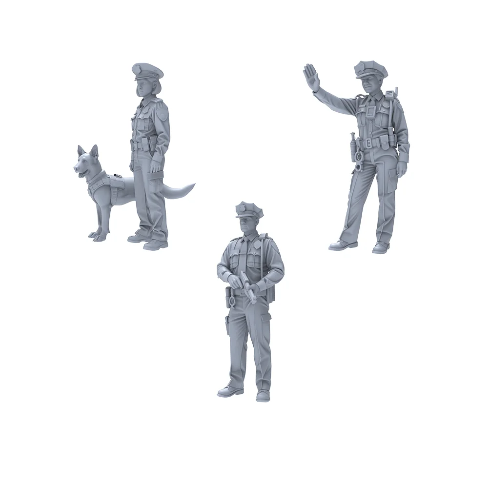 

Набор из 4 миниатюрных фигурок полицейских и сотрудников K9 из смолы, масштаб 1/64 1/72, для самостоятельной покраски, городской декор