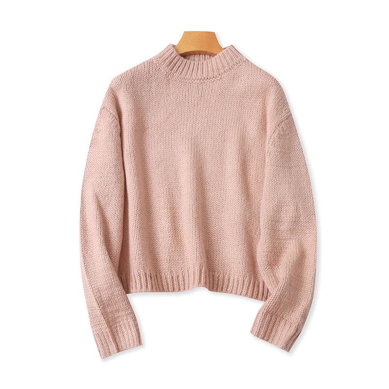 

Женский вязаный длинный свитер свека с воротником-стойкой, универсальный модный осенне-зимний новый топ с базовым слоем Sle Crew Ne