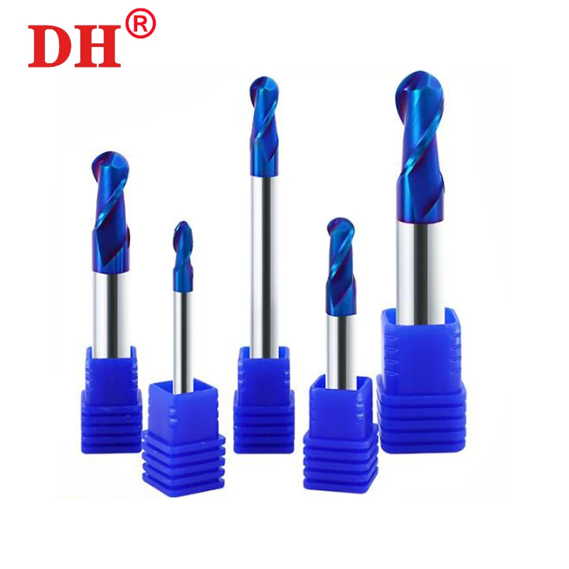 

HRC65 Blue Nano-Coating alloy Milling Cutter Tungsten Steel Carbide 2-Flute Ball End Mill For CNC Mechanical Endmills Tools
