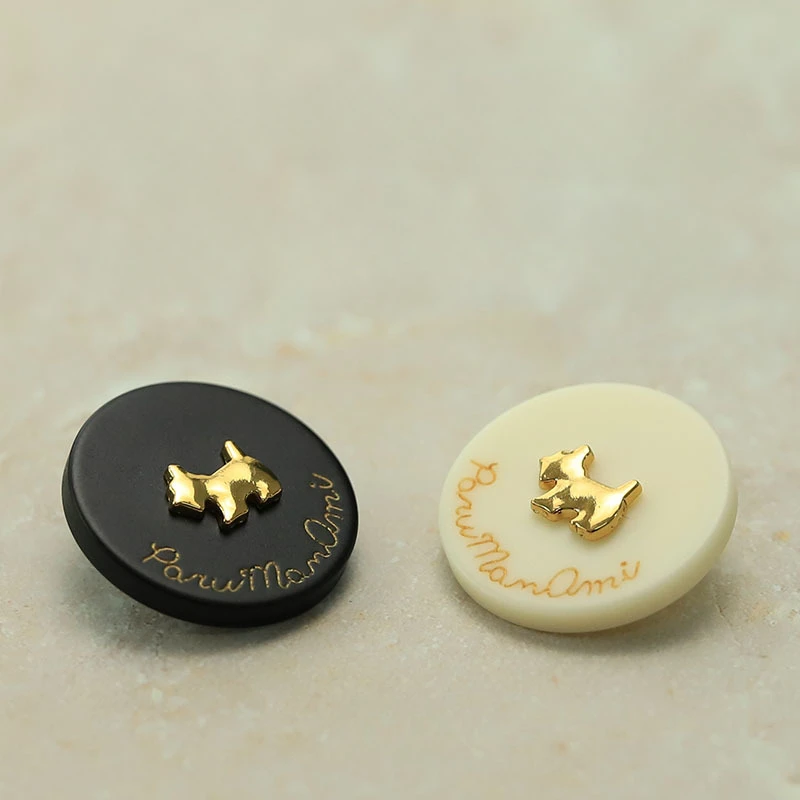 10pcs Cartoon Puppy Buttons 15/20/25mm Round Resin+metal Shank Buttons Clothing Sewing Accessories