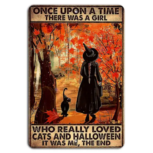 Halloween Cat Lover Sign - Rustic Decor 8x12 Inch Aluminum  -aluminum