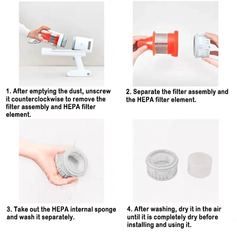 Hepa Filter For Xiaomi Mijia K10 Pro / MJWXCQ05XY / G11 Wireless Handheld Vacuum Cleaner Accessories Replacement Parts Kits