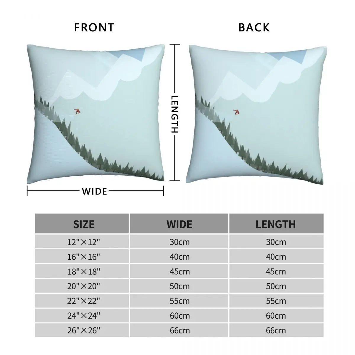 Downhill Snowboard Square Pillowcase Polyester Linen Velvet Printed Zip Decor Pillow Case Car Cushion Cover