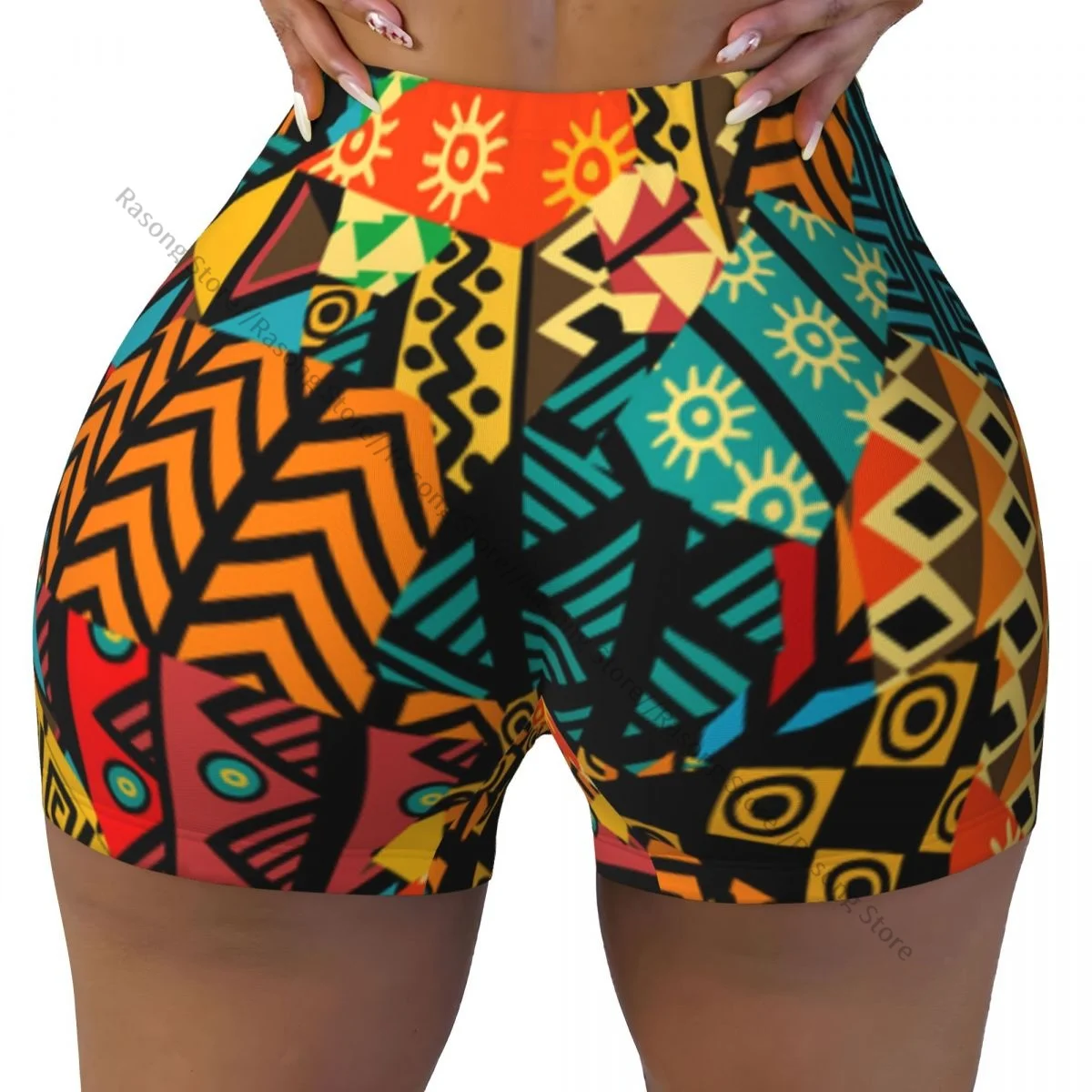 Women Yoga Shorts African Patchwork Background Workout Shorts Fitness quick-dry Ladies Yoga Gym Running Short Pants Sportswear