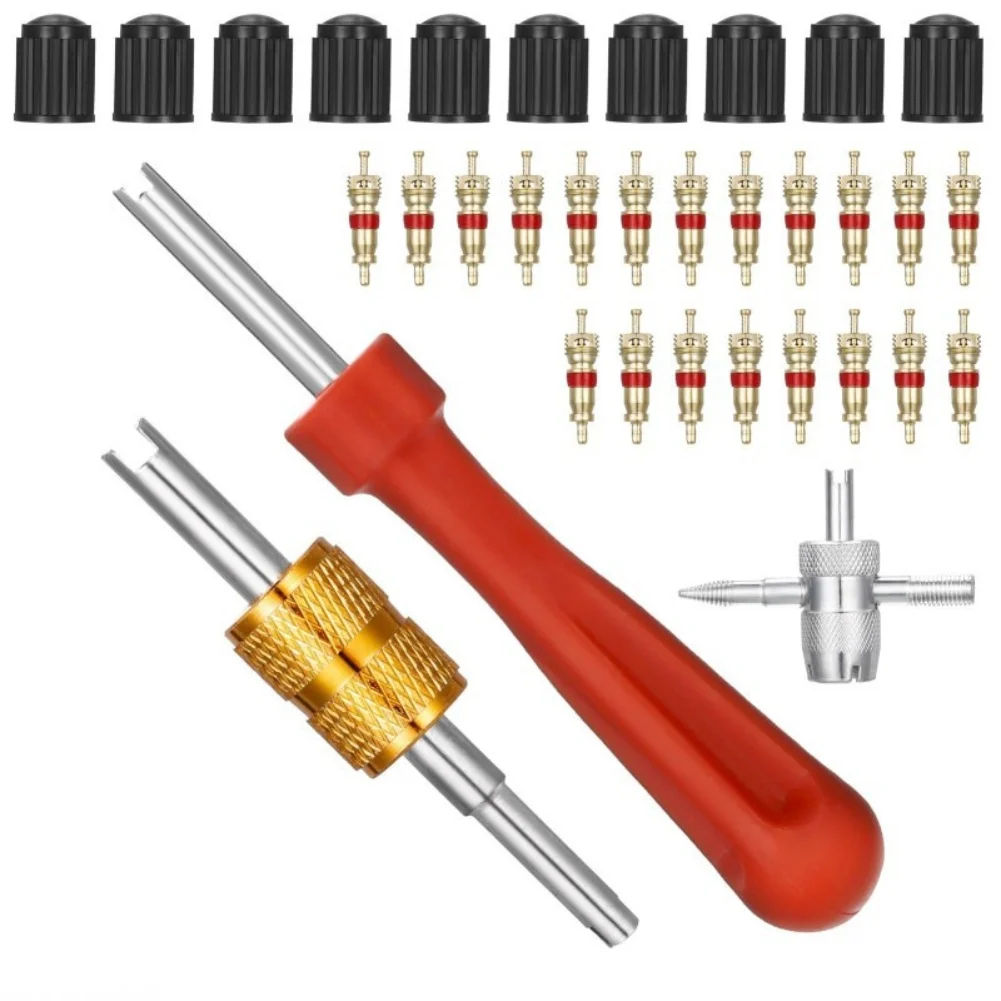 Tire Accessory Tire Valve Tool Plastic Handle Electroplated Iron Rod Compact Portable Comprehensive Kit Home Garage