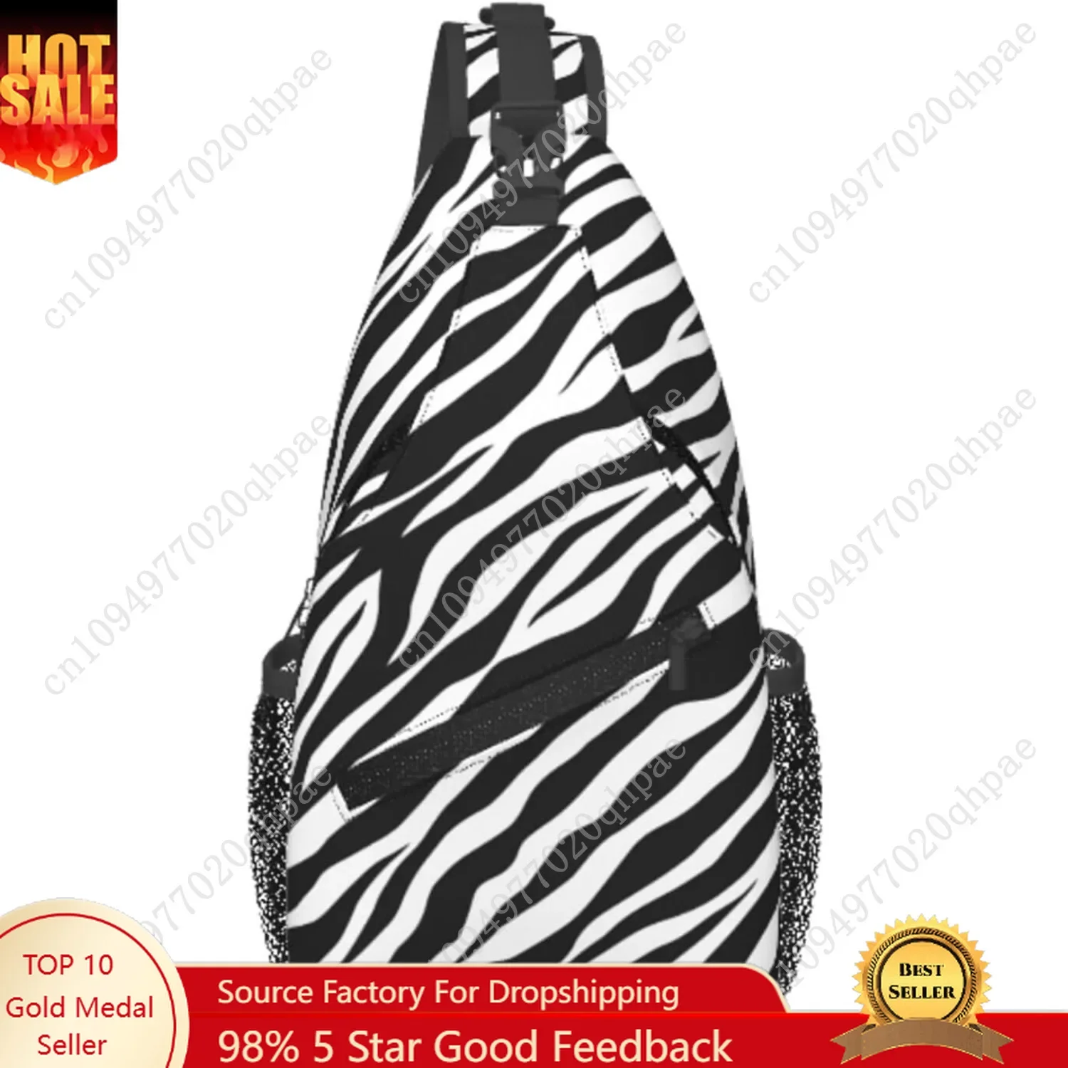 Zebra Print Sling Bag - Black and White Zebra Fur Pattern Crossbody Chest Shoulder Bag - Cute Animal Skin Backpack for Women and