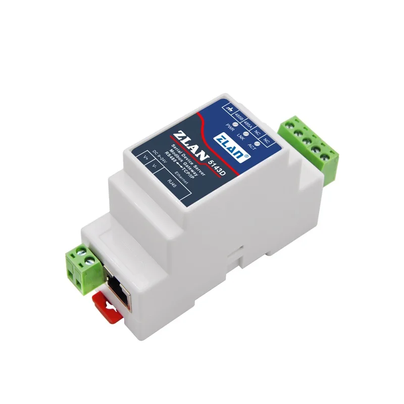 ZLAN5143D montaż na szynie din serwer urządzeń szeregowych do Ethernet brama Modbus RS485 do DC9-24V TCP/IP