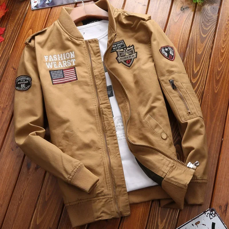 Spring Autumn Loose Military Jacket Male Casual Youth Workwear Baseball Jacket Men's Leisure Fashion Overcoat Clothing