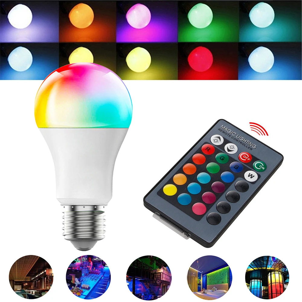 E27 Smart Bulb LED Color-changing Bulb Light 10W 15W 20W Color Adjustable  LED Bulb Smart Home Lighting  with Remote Control