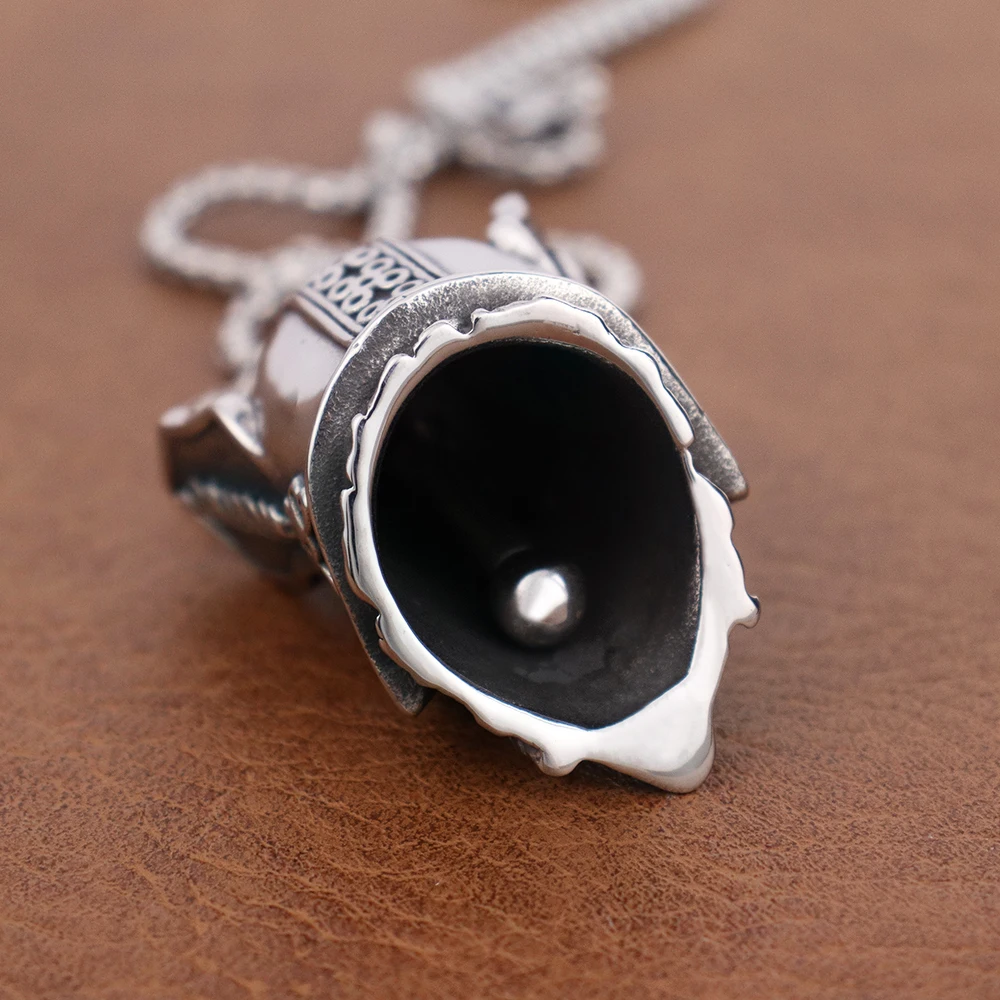 Vintage Style Viking Warrior Bell Pendant Motorcycle Bell Amulet Nordic Odin Guardian Bell Necklace Gift Biker Jewelry Wholesale