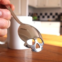 2pcs Gothic Skull Teaspoons,304 Stainless Steel, Laser Engraved, Polished Surface, Dishwasher Safe, Perfect for party
