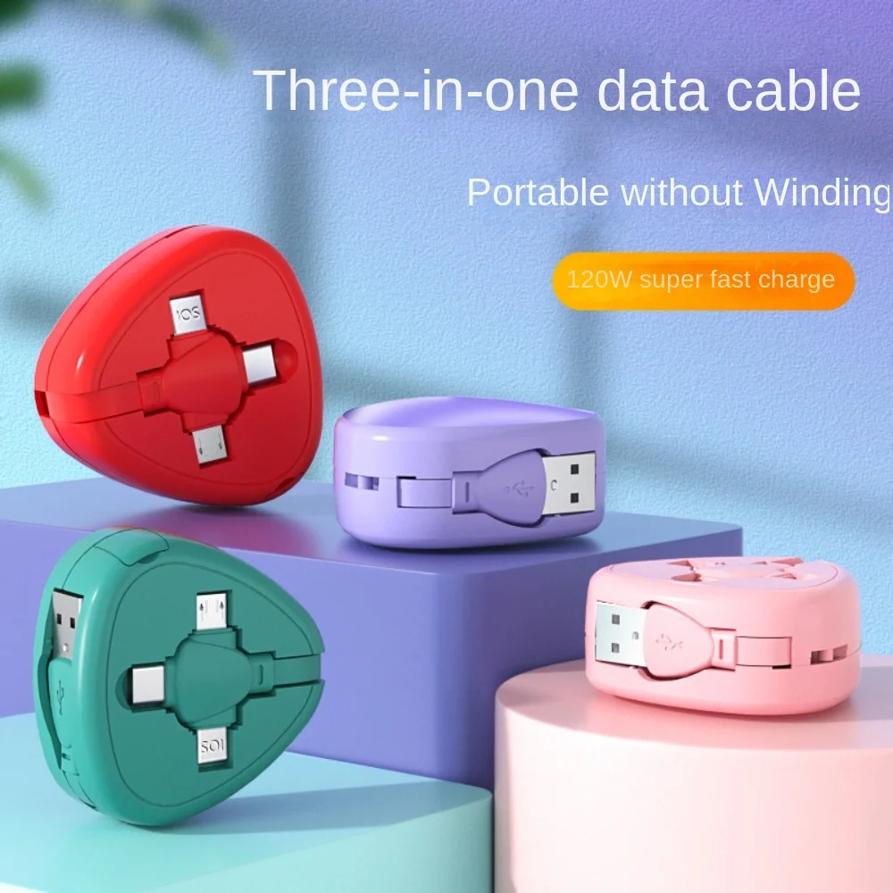 

Micro USB/ Type C/IOS 3 in 1 Retractable Data Cable Super Fast Charging 3 in 1 3 in 1 USB Charging Cable 120W Universal