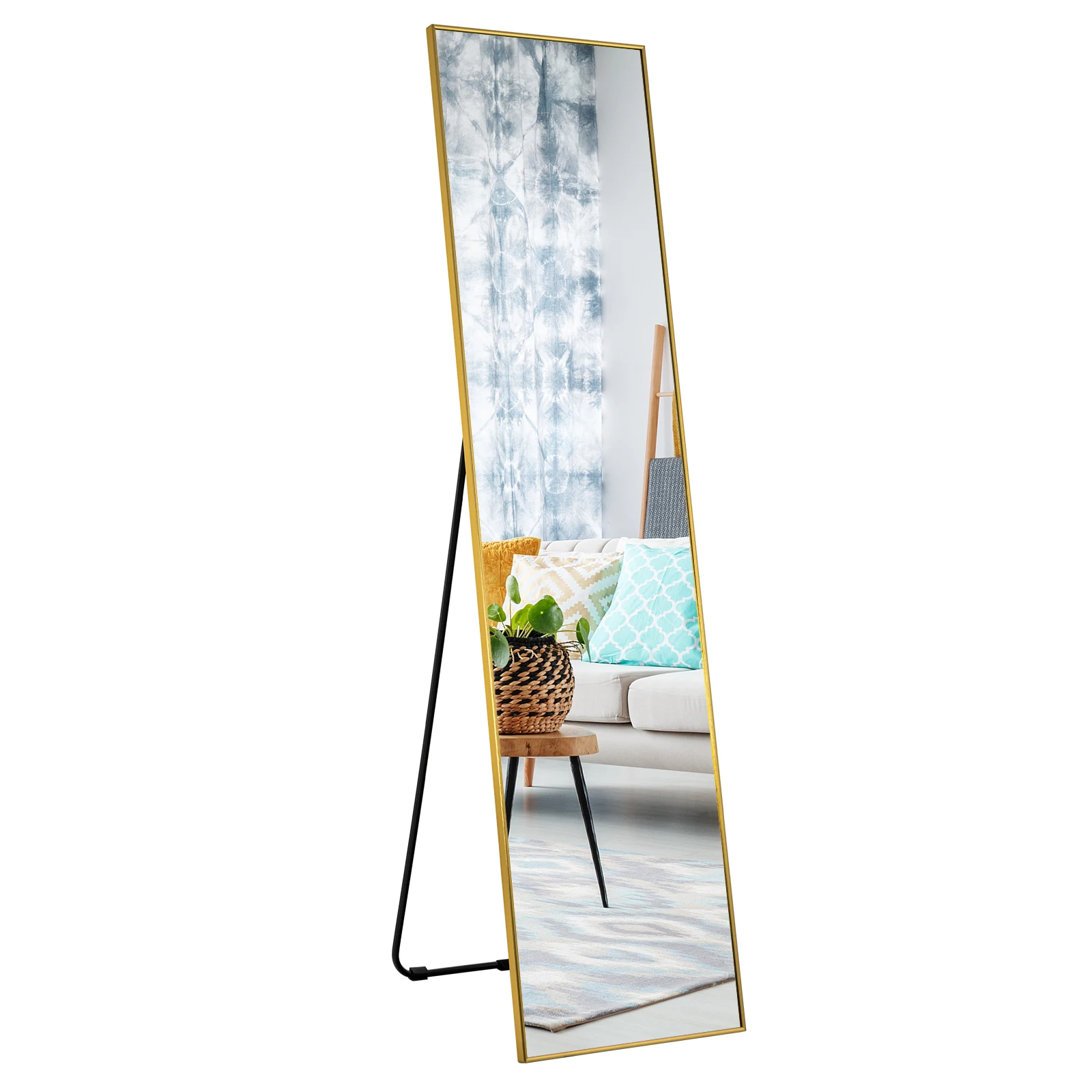 GOFLAME 160 x 40cm Full Length Mirror, Rectangular Dressing Mirror with Shatter-proof Glass & Aluminum Alloy Frame