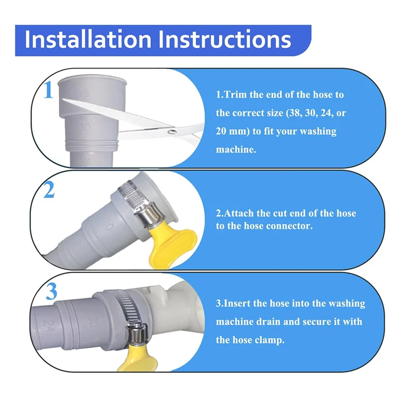 Комплект удлинителя сливного шланга для стиральной машины длиной 6,5 фута — универсальный для стиральной машины, посудомоечной машины и осушителя, с U-образным кронштейном, адаптером-CLIM