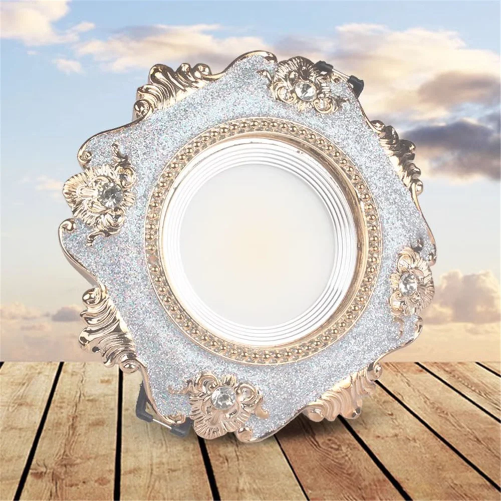 European Luxury Diamond Grey Gold Resin Led Ceiling Lamp Indoor Home Decor Living Room Recessed Spot Lights 7W 110V 220V Luster