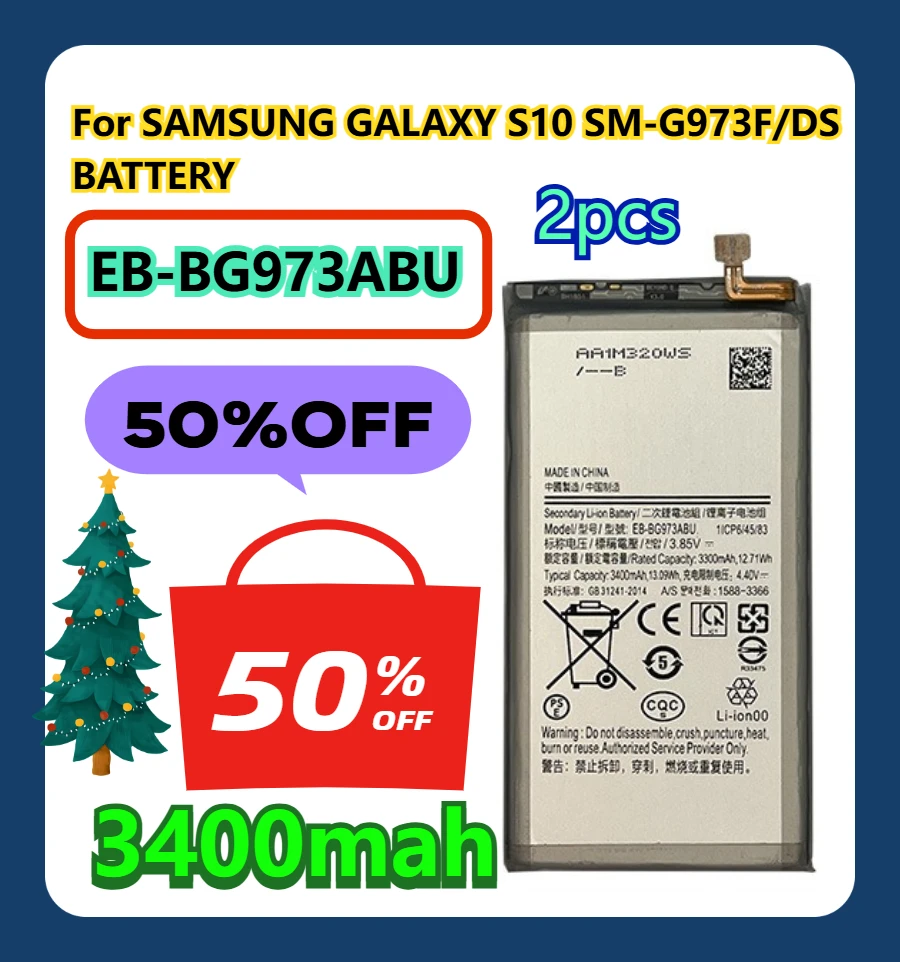 

For SAMSUNG GALAXY S10 SM-G973F/DS BATTERY EB-BG973ABU BATTERY 2pcs
