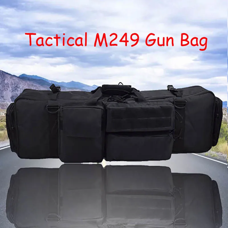 Tactical M249 Gun Bag High-strength Nylon Fabric Hunting Shooting Rifle Bags Case Backpack War Game Equipment Tow-way Zipper