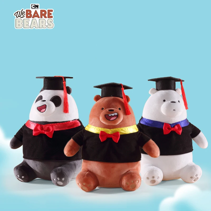 Jouet en peluche We Bare Bear, saison de remise des diplômes, Krasnobeurre, chapeau de médecin, dessin animé, maternelle, animal en peluche mignon, cadeaux de Noël