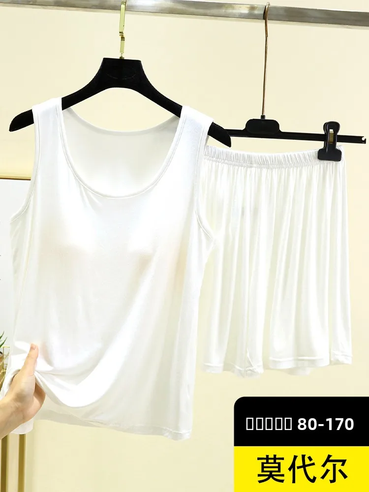 Ensemble gilet Svel en Modal pour femmes, vêtements d'été fins et décontractés pour la maison, vêtements d'extérieur portables, ensemble deux pièces, Design rond Ne