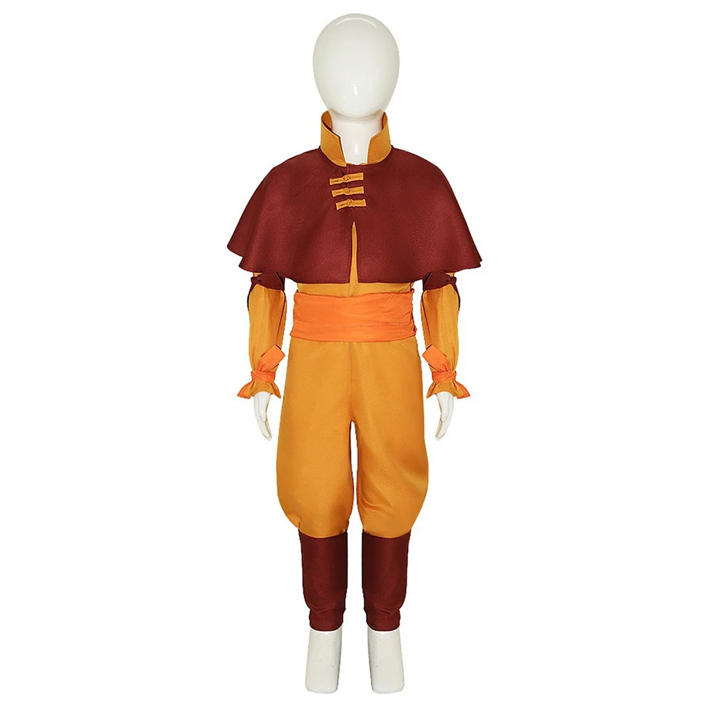 Kids Aang Cosplay Disguise Costume Avatar Anime Last Airbender Children Role Play Fantasia Outfits Halloween Carnival Party Suit