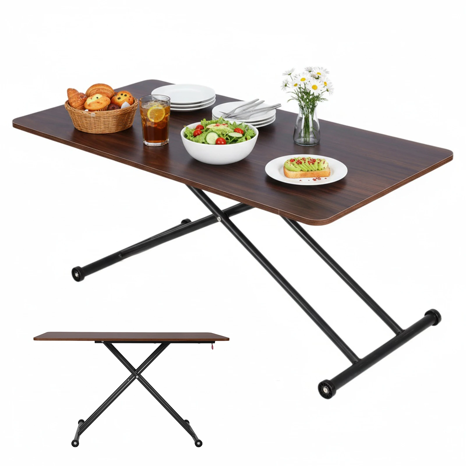 

Складной журнальный столик на колесиках, низкий портативный напольный столик для гостиной и дома