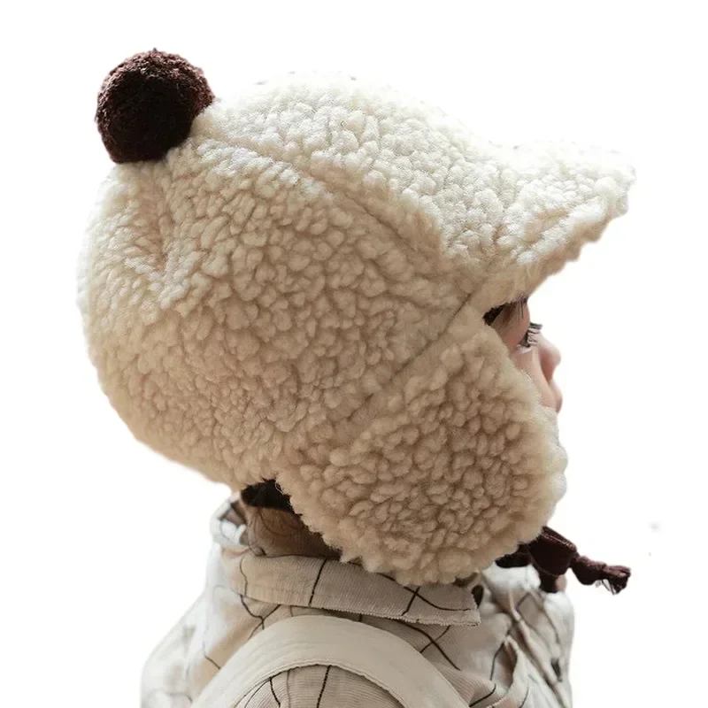 Honig kirsche neues Baby warmer Bär Plüsch Gehörschutz Hut Baby Peaked Cap Neugeborenen Zubehör