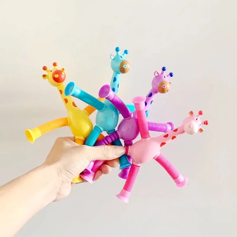 1pcs Suction Cup Retractable Giraffe Toy with Versatile Shapes Glowing and Relaxing Fun and Stress Relieving Toy Gift