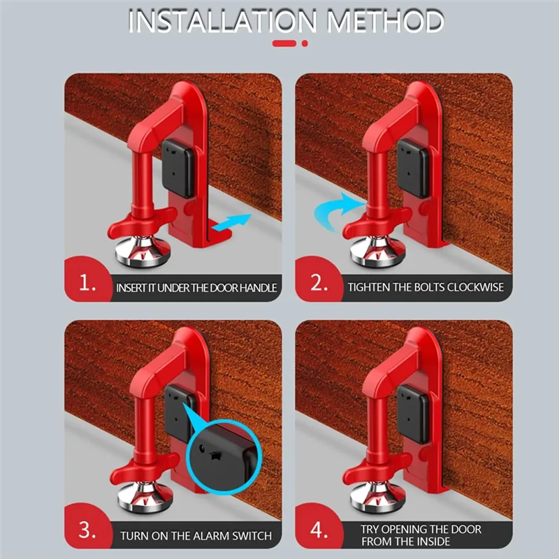 B04C-Travel Portable Alarm Door Stopper Anti-Theft Door Blocker Door Lock Security Alarm Wedge