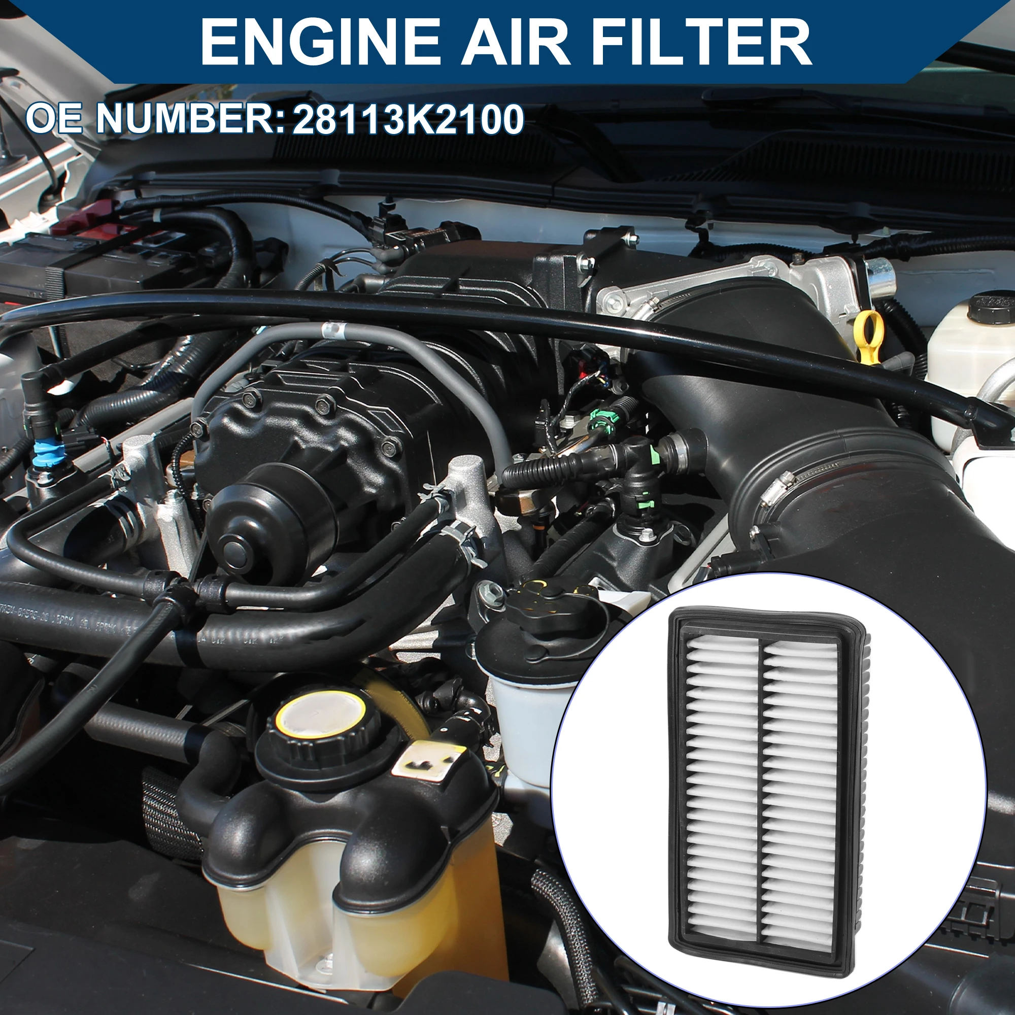

X Autohaux Car Engine Air Filter No.28113K2100 for Hyundai Venue 1.6L 2020-2024 Long Life Filter Element Air Cleaner 1 Pcs